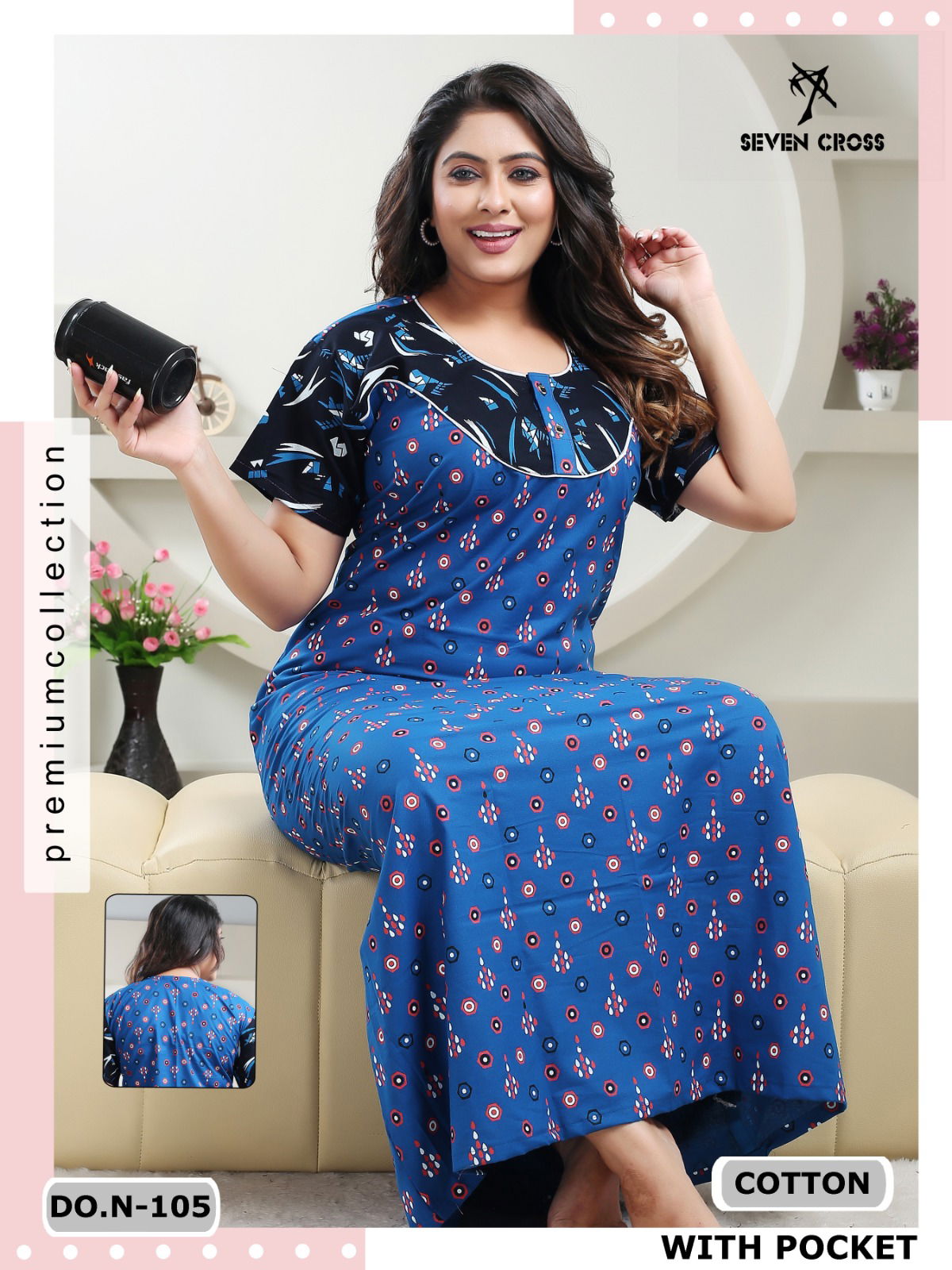 Cotton 101 Seven Cross Night Wear Printed Cotton Nighty Wholesale Market In Surat
